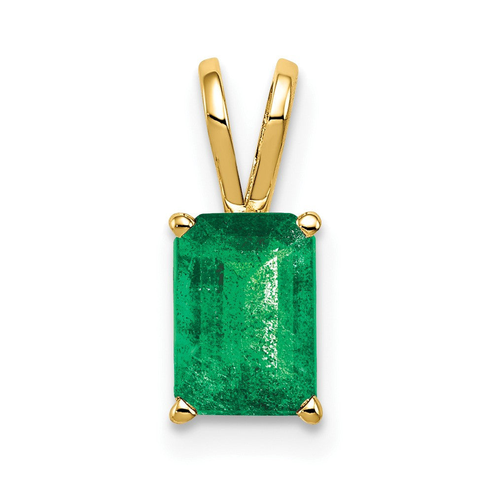 14k Yellow Gold 7x5mm Emerald Cut Emerald pendant