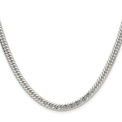 Sterling Silver Polished 4.8mm Double Diamond-cut Curb Chain Necklace 22"