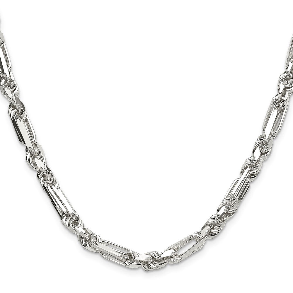 Sterling Silver 6mm Diamond-Cut Figarope Chain Necklace 18"