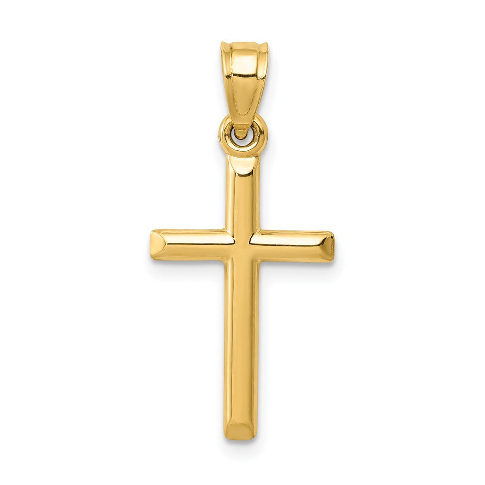 14k Yellow Gold Polished Hollow Cross Pendant