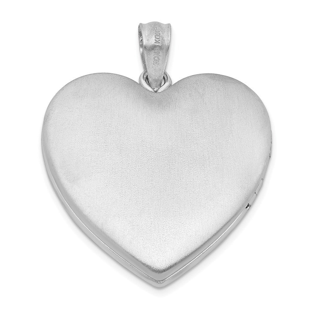 Sterling Silver Rhodium-plated 24mm Enameled Floral Mom Heart Locket Pendant