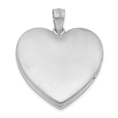 Sterling Silver Rhodium-plated 24mm Enameled Floral Mom Heart Locket Pendant