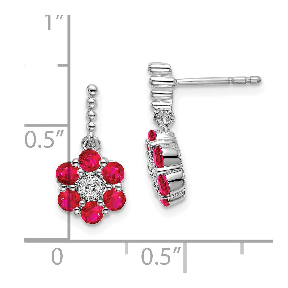 14k White Gold Ruby and Diamond Drop & Dangle Earrings