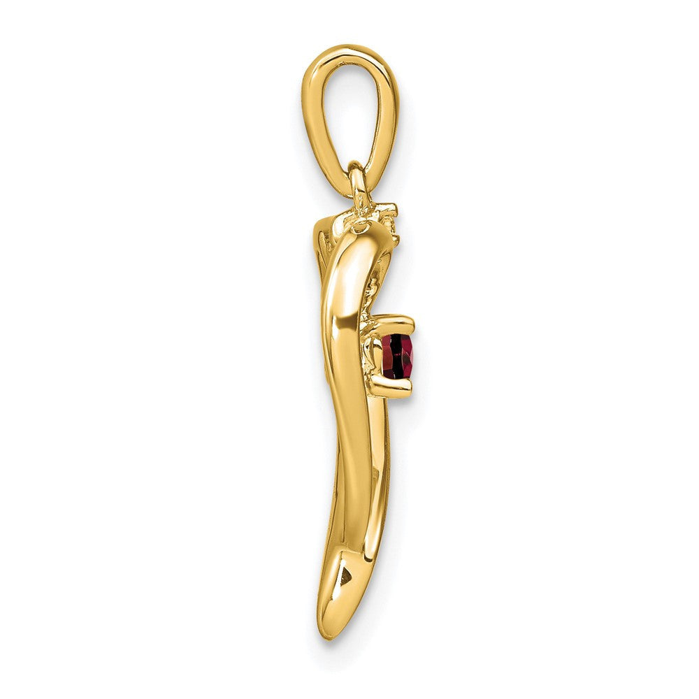 14k Yellow Gold Garnet and Diamond Heart Pendant