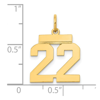 14k Yellow Gold Small Polished Number 22 Charm Pendant