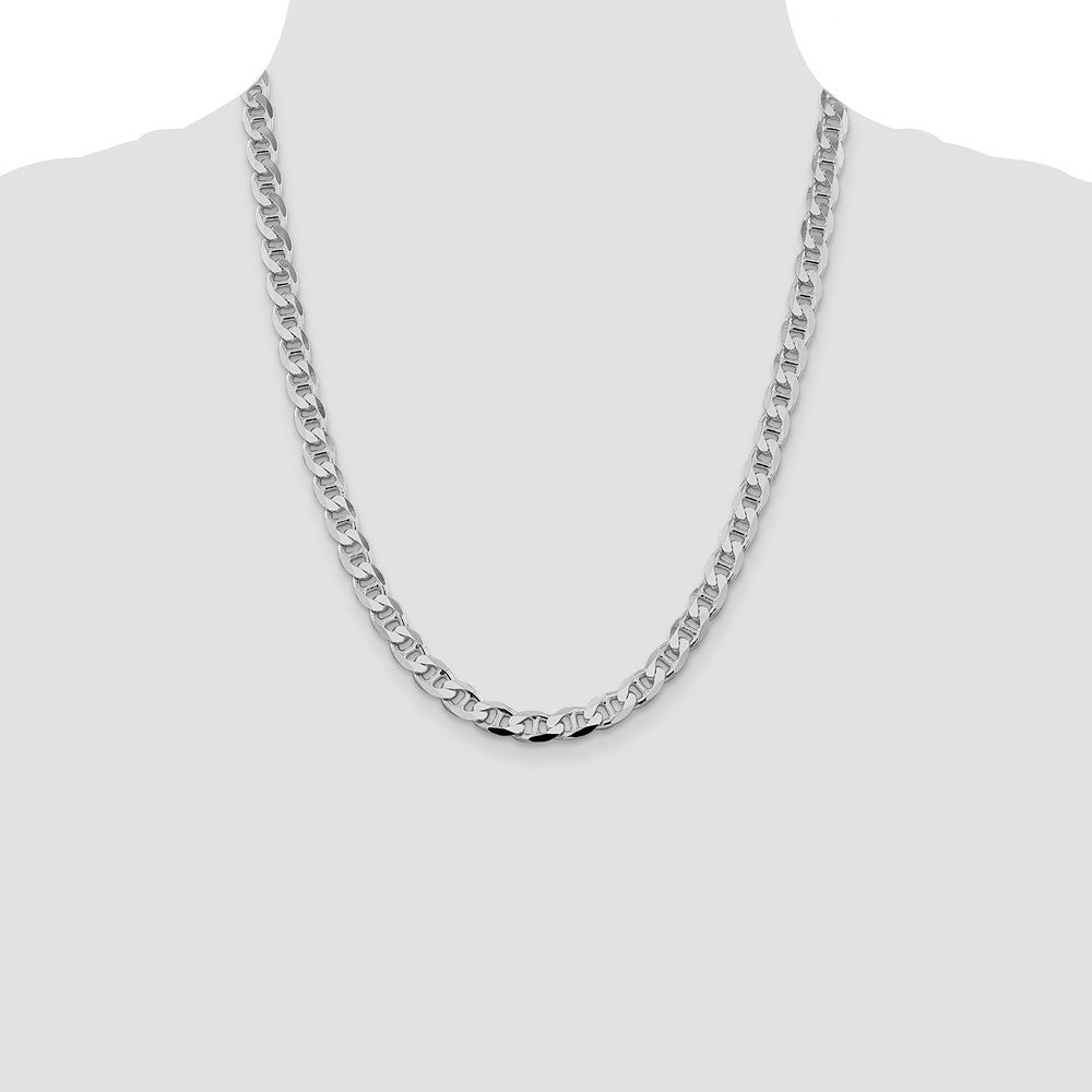 Sterling Silver 7.4mm Diamond-Cut Flat Anchor Curb Chain Necklace 22"