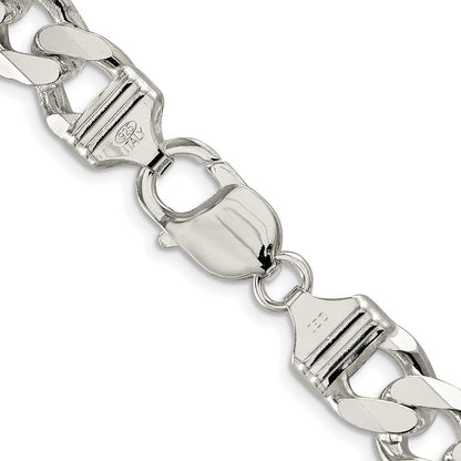 Sterling Silver Rhodium-plated 11.0mm Pav� Curb Chain Necklace 20"