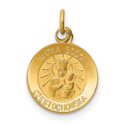 14k Yellow Gold Matka Boska Medal Charm Pendant