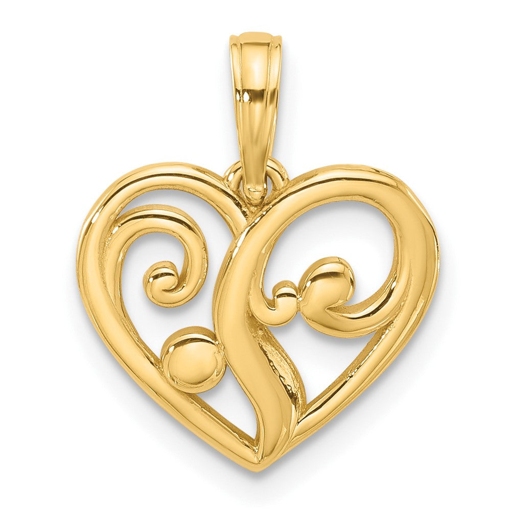 14k Yellow Gold Polished Fancy Heart Charm Pendant