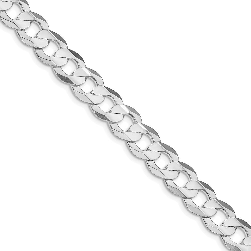 Sterling Silver Rhodium-plated 9.75mm Concave Beveled Curb Chain Necklace 26"