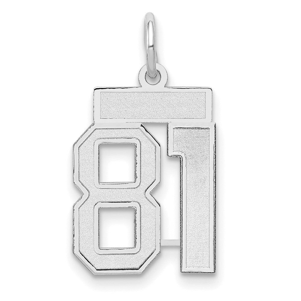 14k White Gold Small Satin Number 81 Charm Pendant