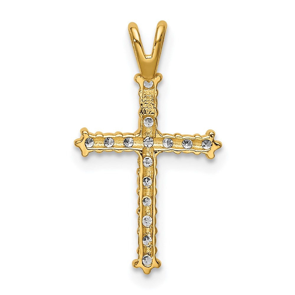 14k Yellow Gold Polished CZ Cross Chain Slide