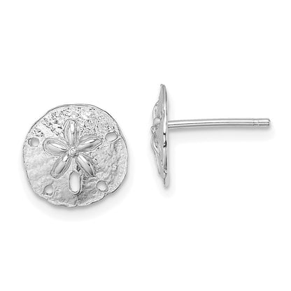 14K White Gold Polished Mini Sand Dollar Stud Earrings