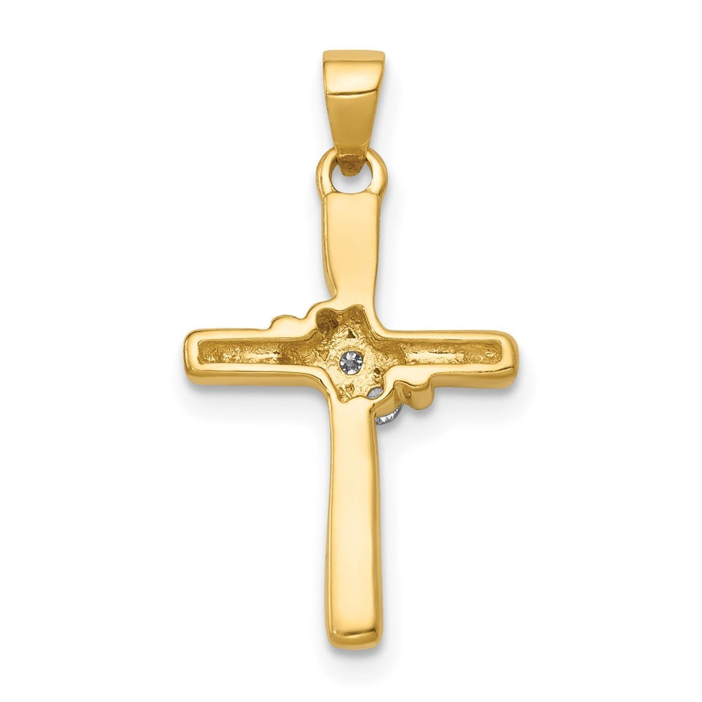 14k Yellow Gold AA Diamond Cross Pendant