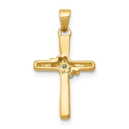 14k Yellow Gold AA Diamond Cross Pendant