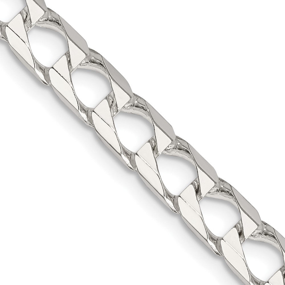 Sterling Silver 6.25mm Diamond-Cut Square Curb Chain Necklace 24"