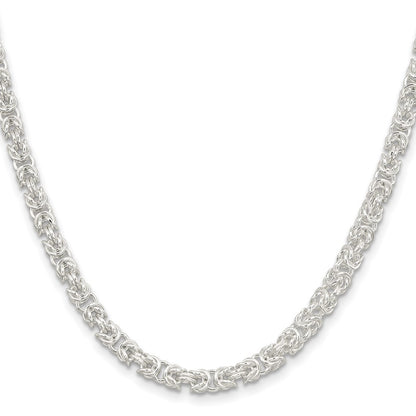 Sterling Silver 4.75mm Rounded Byzantine Chain Necklace 20"