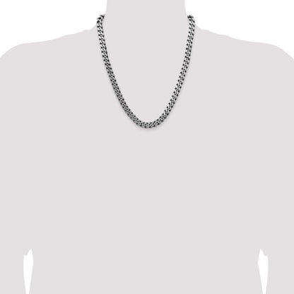 Sterling Silver Antiqued 8.3mm Curb Chain Necklace 22"