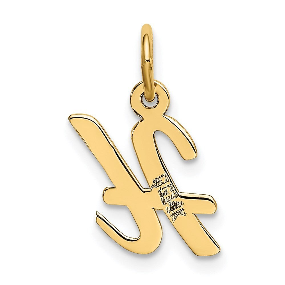14k Yellow Gold Small Script Letter H Initial Charm Pendant