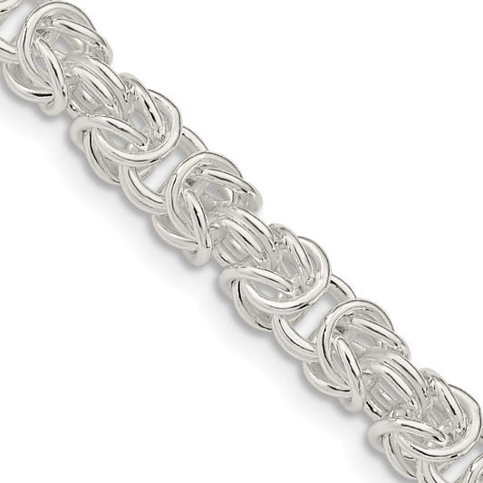 Sterling Silver 5.5mm Rounded Byzantine Chain Necklace 18"