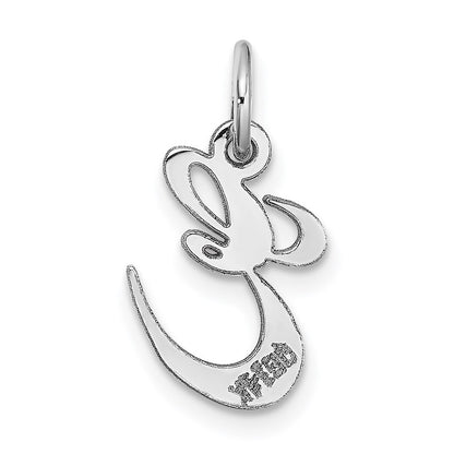 14k White Gold Small Fancy Script Letter E Initial Charm Pendant