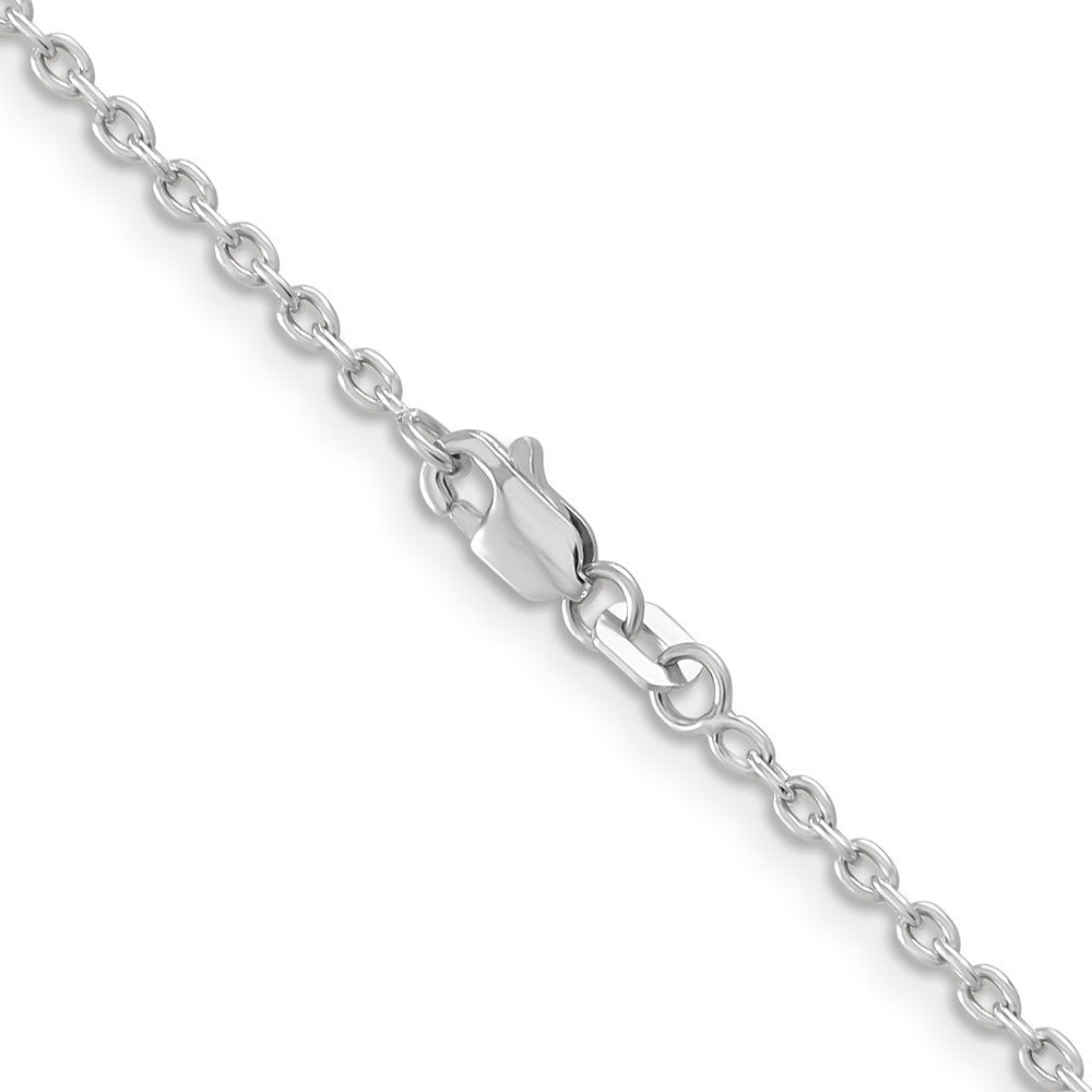 14K White Gold 2mm Round Open Link Cable with Lobster Clasp Chain Necklace 16"