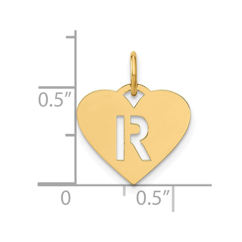 14k Yellow Gold Initial Letter R Initial Charm Pendant