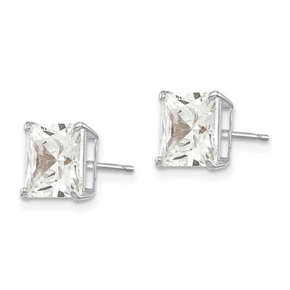 14k White Gold 7mm Square Cubic Zirconia Stud Earrings
