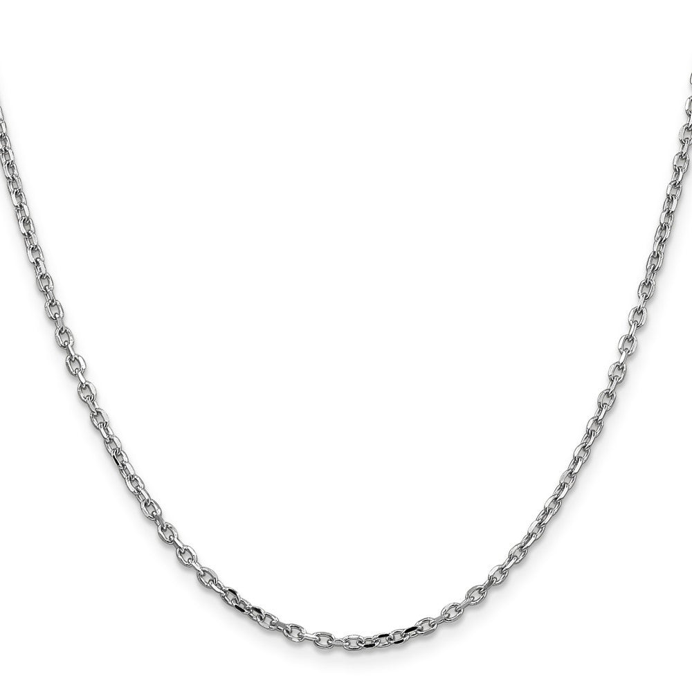 14K White Gold 2.2mm Diamond-cut Round Open Link Cable Chain Necklace 16"
