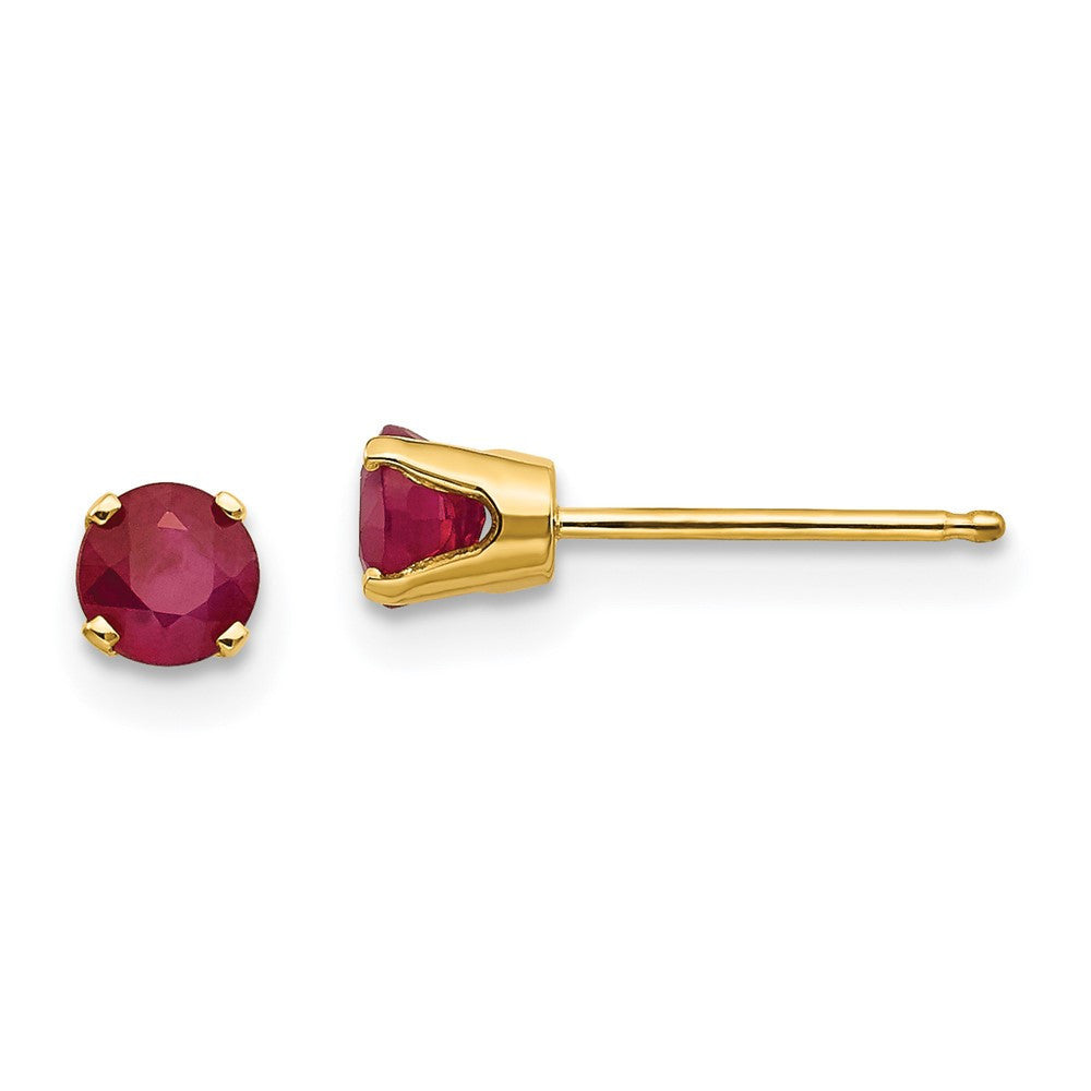 14k Yellow Gold 4mm July/Ruby Stud Earrings