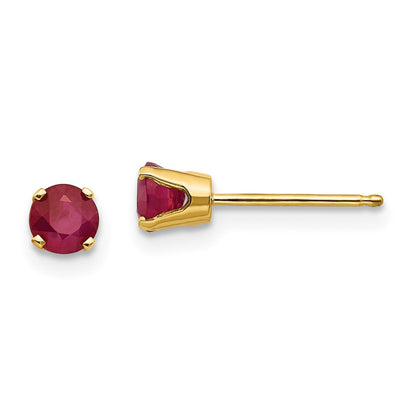 14k Yellow Gold 4mm July/Ruby Stud Earrings