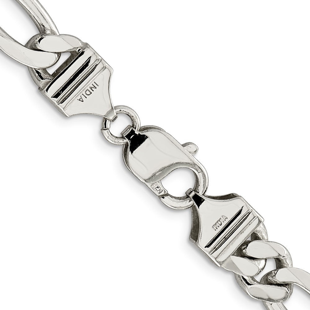 Sterling Silver 9mm Figaro Chain Necklace 26"