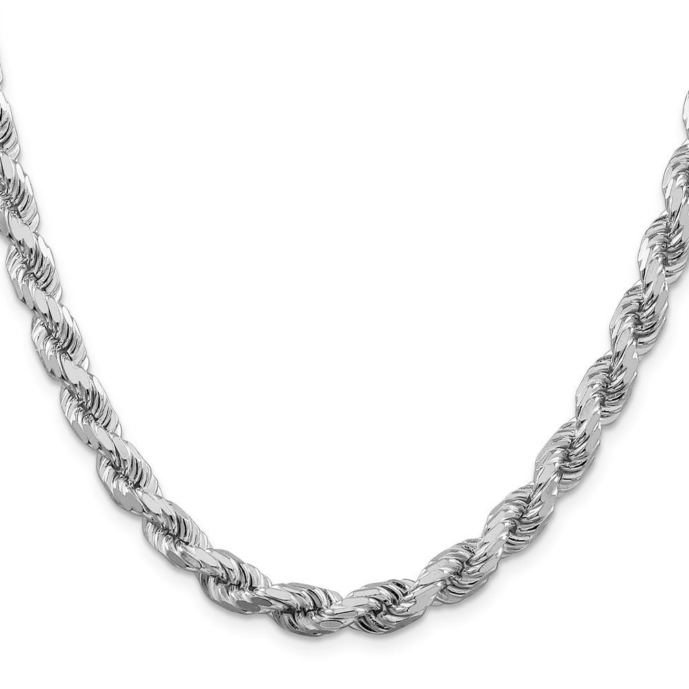 Sterling Silver Rhodium-plated 6.5mm Diamond-cut Rope Chain Necklace 20"