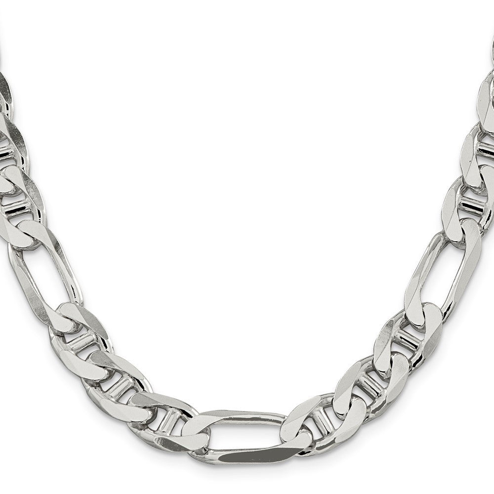 Sterling Silver 10.65mm Figaro Anchor Chain Necklace 26"