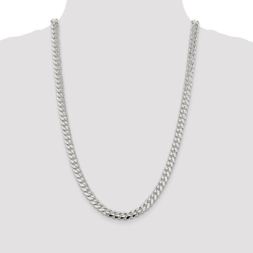 Sterling Silver 7.8mm Polished Domed Curb Chain Necklace 26"