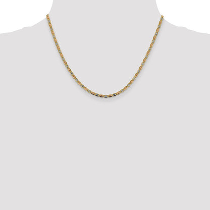 14k Tri-color Gold 2.75mm Valentino with Lobster Clasp Chain Necklace 18"