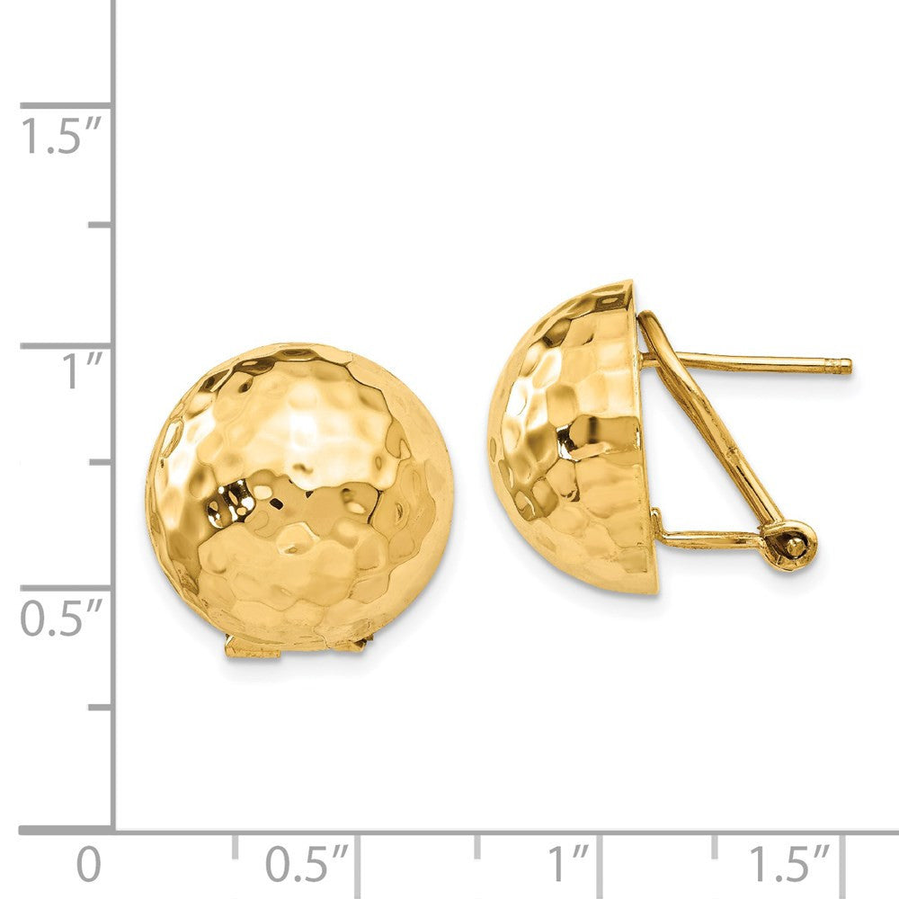 14k Yellow Gold Hammered Omega Back Stud Earrings