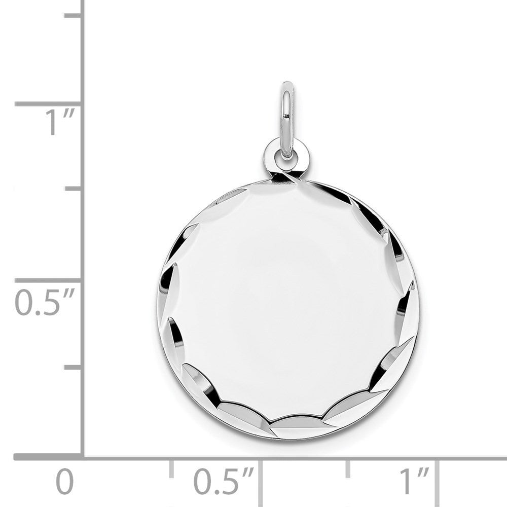 14k White Gold Etched .018 Gauge Engraveable Round Disc Charm Pendant