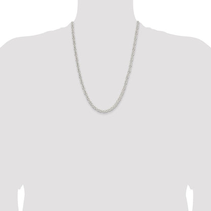 Sterling Silver 4.75mm Rounded Byzantine Chain Necklace 24"