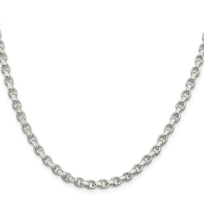Sterling Silver 4mm Diamond-cut Rolo Chain Necklace 22"