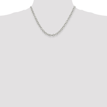 Sterling Silver 6.25mm Fancy Patterned Rolo Chain Necklace 18"
