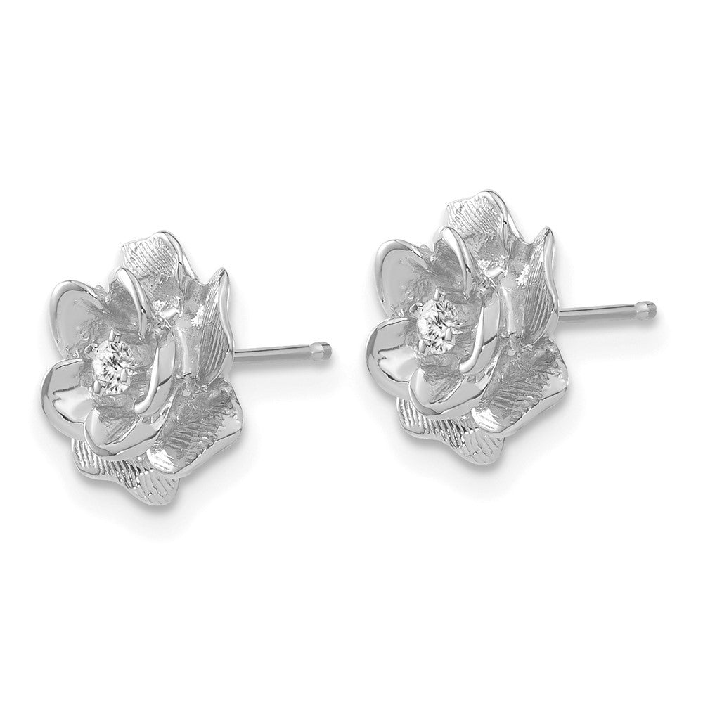 14k White Gold AA Diamond Flower Stud Earrings