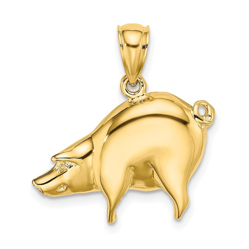 14k Yellow Gold Polished Pig Charm Pendant