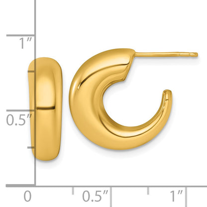 14k Yellow Gold Polished Tapered Hollow C-Hoop Earrings