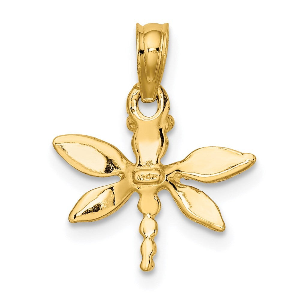 14k Yellow Gold 2-D Mini Dragonfly Solid Wings Charm Pendant