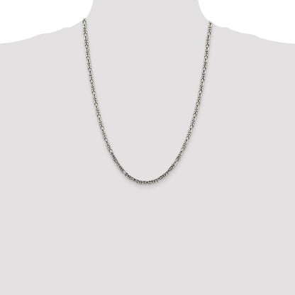 Sterling Silver 3.25mm Byzantine Chain Necklace 24"