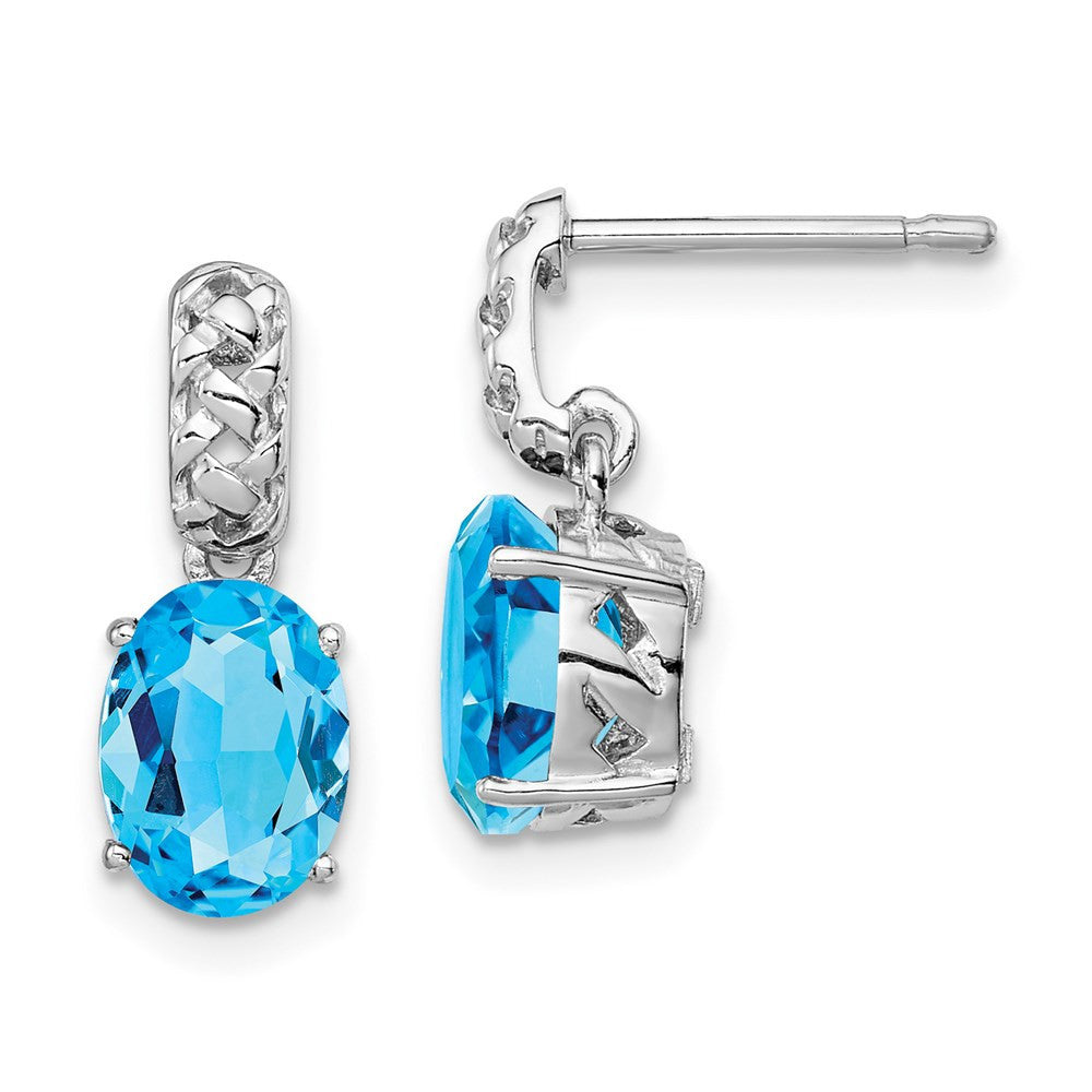 Sterling Silver Rhodium-plated Blue Topaz Dangle Earrings