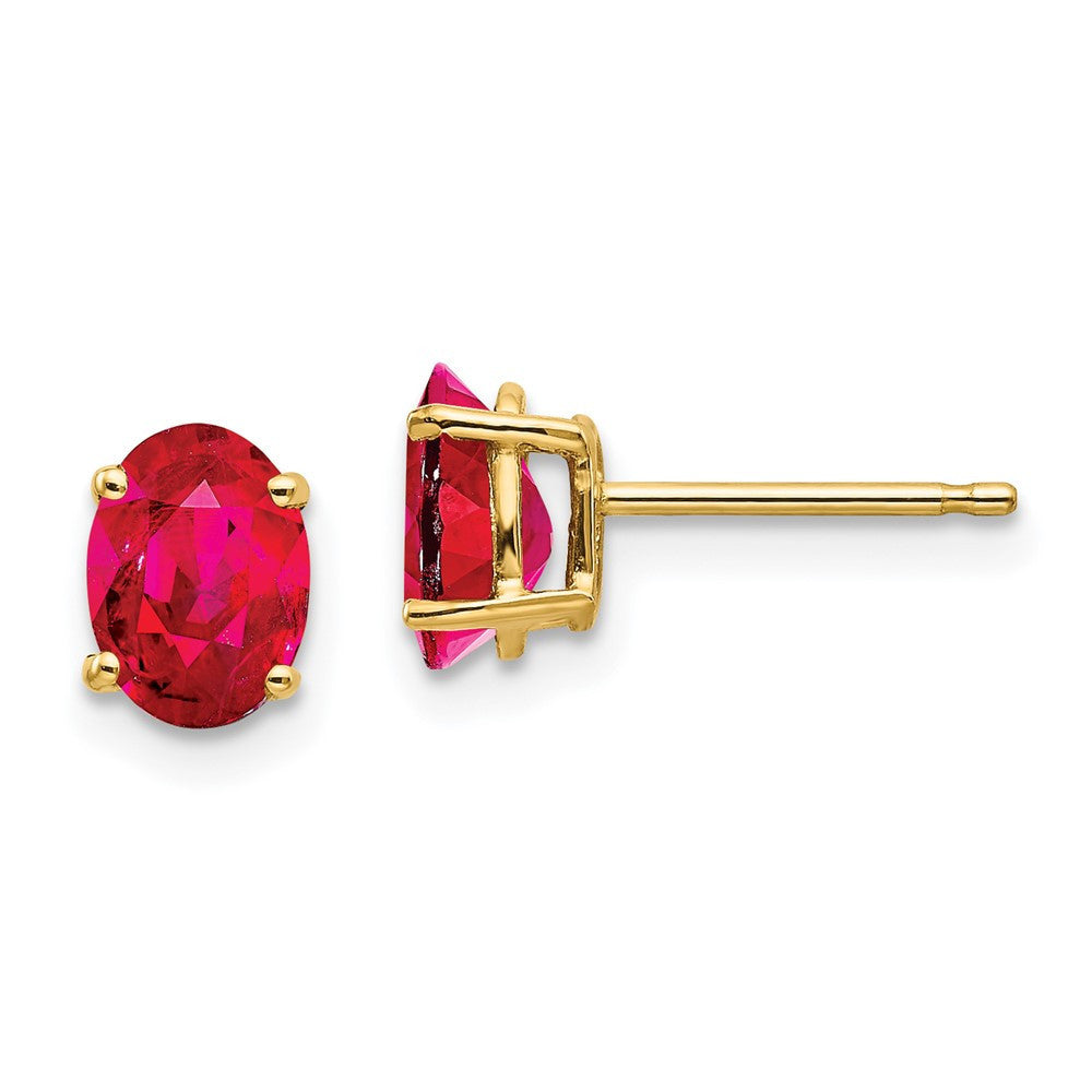 14k Yellow Gold Ruby Stud Earrings