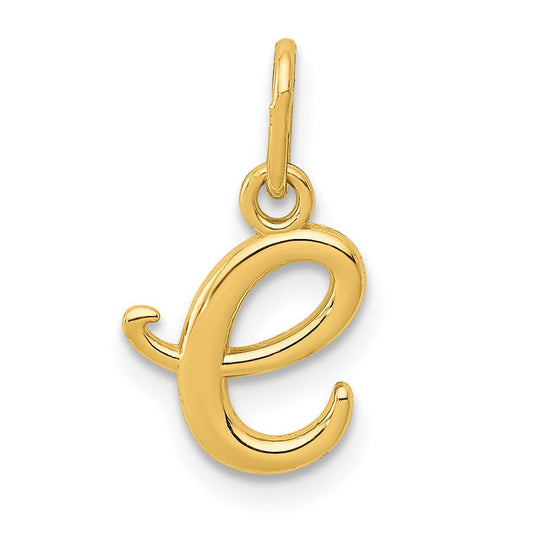 14k Yellow Gold Letter E Initial Charm Pendant