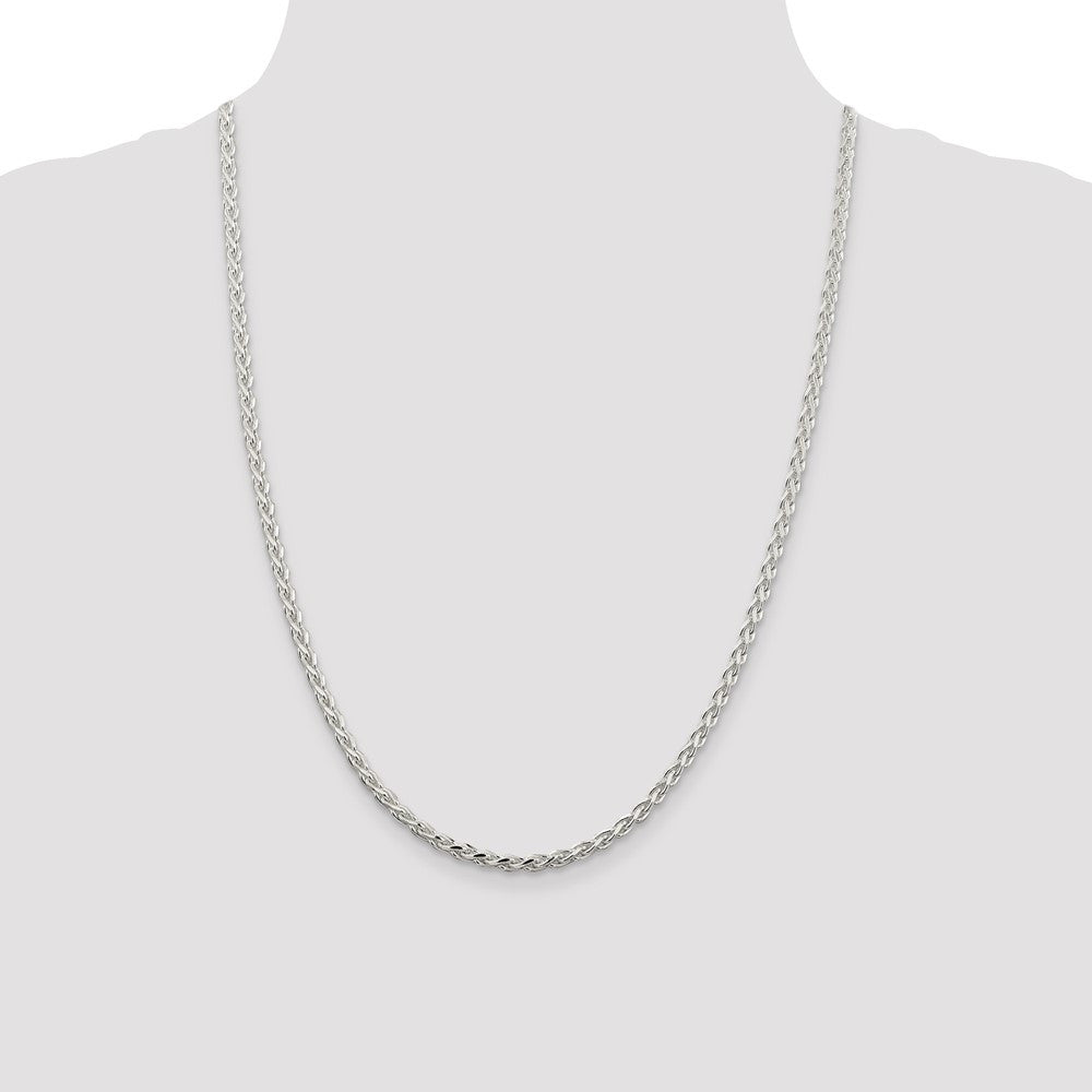 Sterling Silver 3.5mm Diamond-cut Spiga Chain Necklace 24"